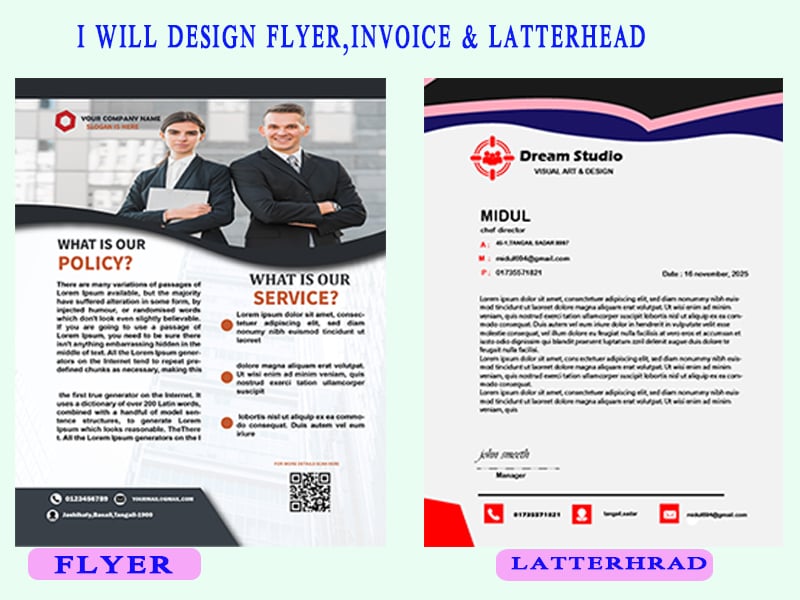 High Quality Flyer Invoice and Letterhead Design | Professional and Unique