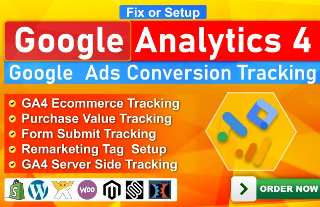 I will setup GA4 eCommerce tracking and other tag in your website