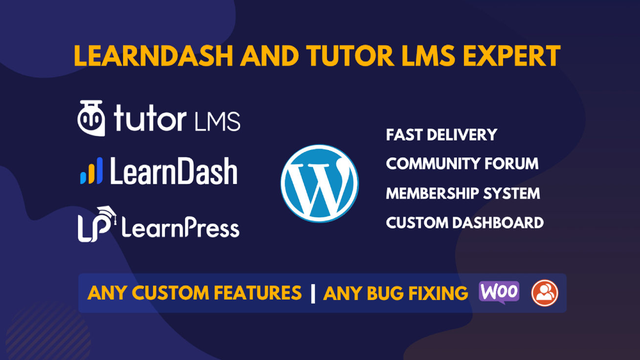 I will develop a wordpress lms website using learndash and tutorlms